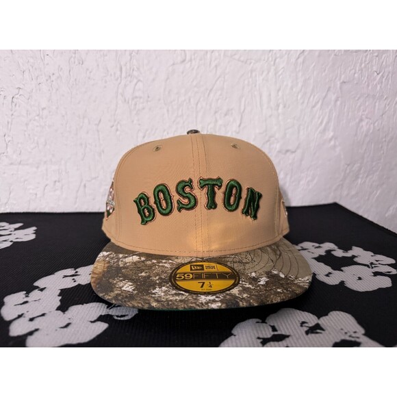 7 1/4 - Boston Red Sox Realtree Fitted Hat Ripstop Beige Two Tone - Mens New Era - Picture 3 of 9